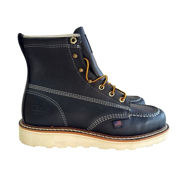 Thorogood Work Boots American 6" Men's 8D Moc Soft Toe Black Leather 814-6201 - Picture 2 of 10